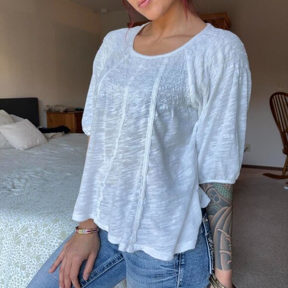 Anthropologie Meadow Rue Womens ExtraSmall Blouse Top Embroidered in White - Picture 8 of 8